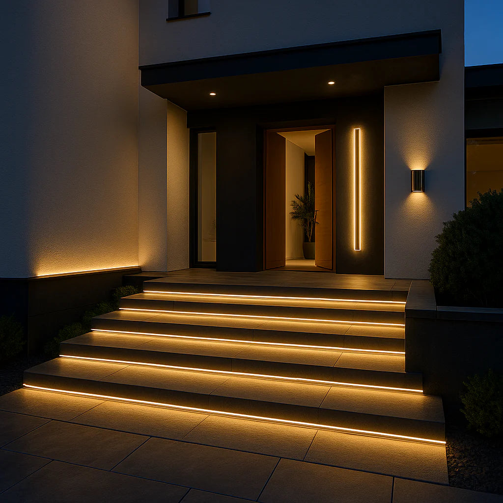 Waterproof Recessed LED Under-Tread Stair Light – Modern Flexible LED Strip Lighting