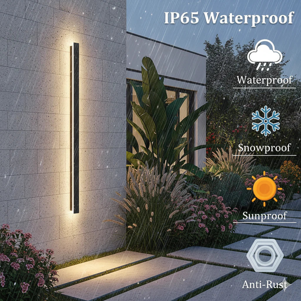 Black Long LED Linear Wall Light – Modern Outdoor LED Wall Lighting