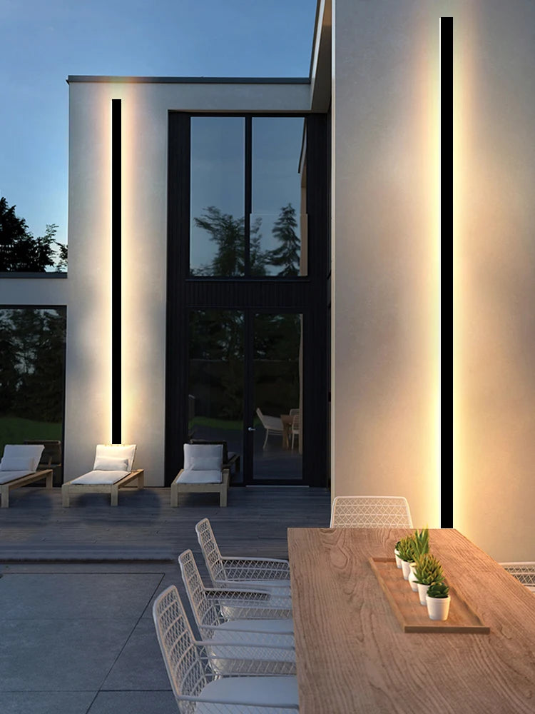 Black Long LED Linear Wall Light – Modern Outdoor LED Wall Lighting