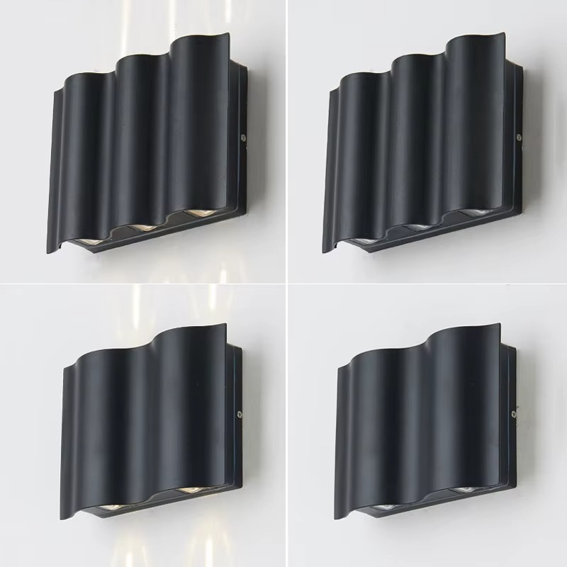 Modern Wave LED Up & Down Outdoor Wall Sconce – Waterproof Exterior Light Fixture