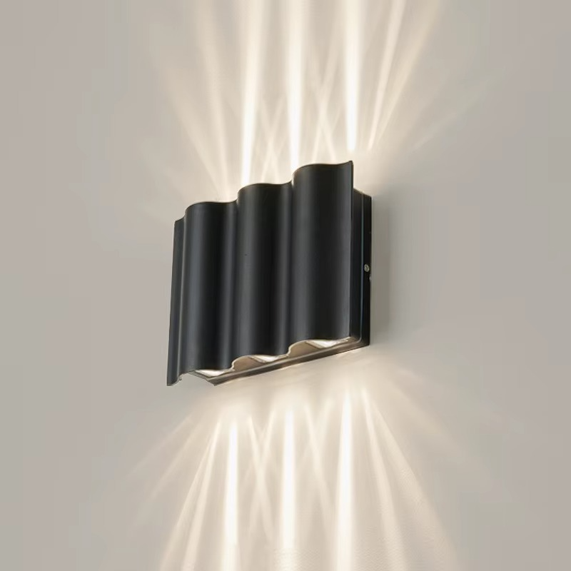 Modern Wave LED Up & Down Outdoor Wall Sconce – Waterproof Exterior Light Fixture