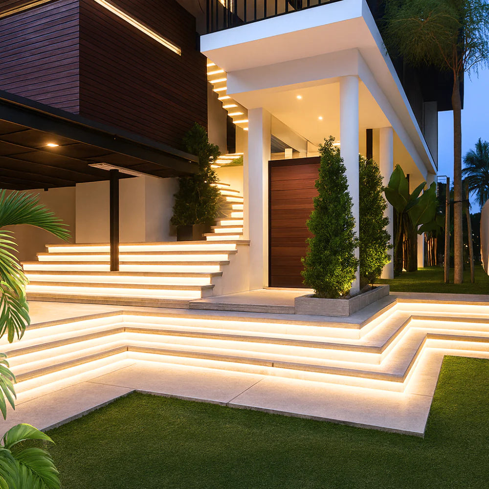 Waterproof Recessed LED Under-Tread Stair Light – Modern Flexible LED Strip Lighting