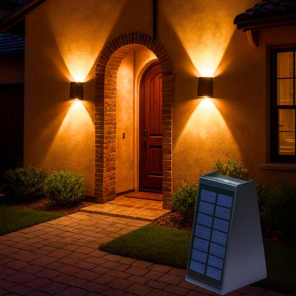 LuxeBeam Modern Dual-LED Solar Wall Wash Light – Luxury Solar Wall Illumination