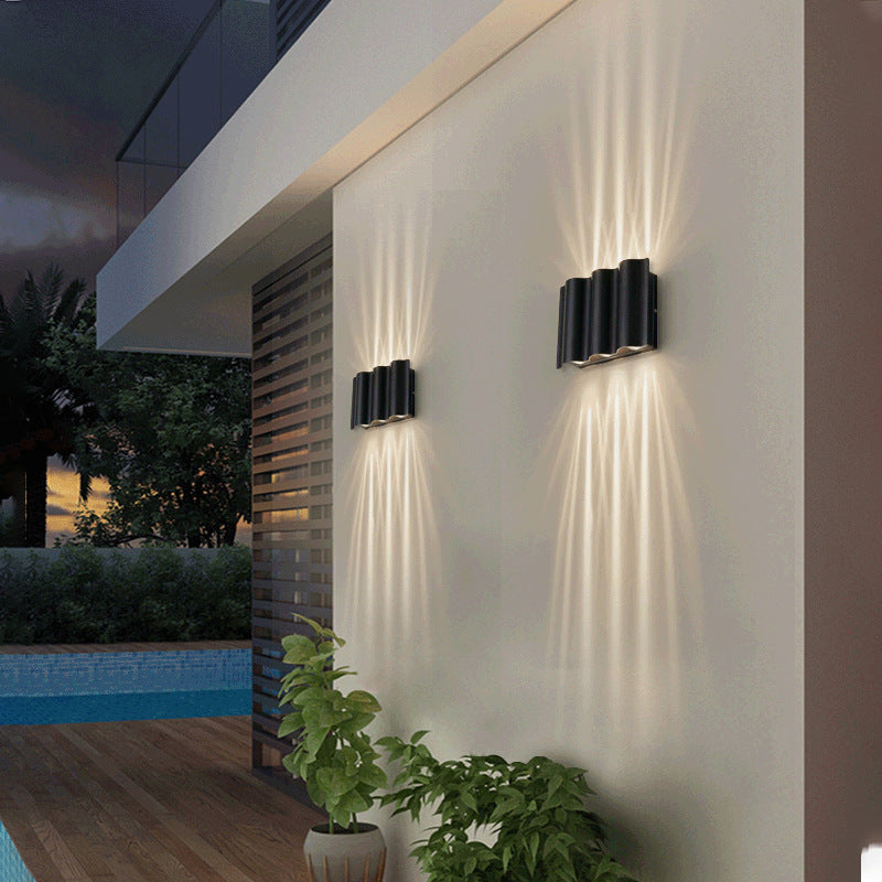 Modern Wave LED Up & Down Outdoor Wall Sconce – Waterproof Exterior Light Fixture